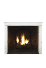 Straight Lined French Rustic Shiny Limestone Fireplace Mantle