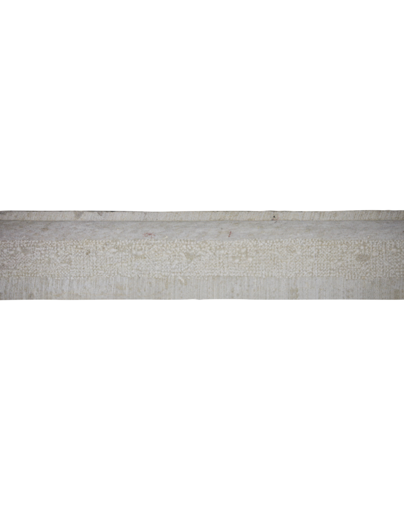 Straight Lined French Rustic Shiny Limestone Fireplace Mantle