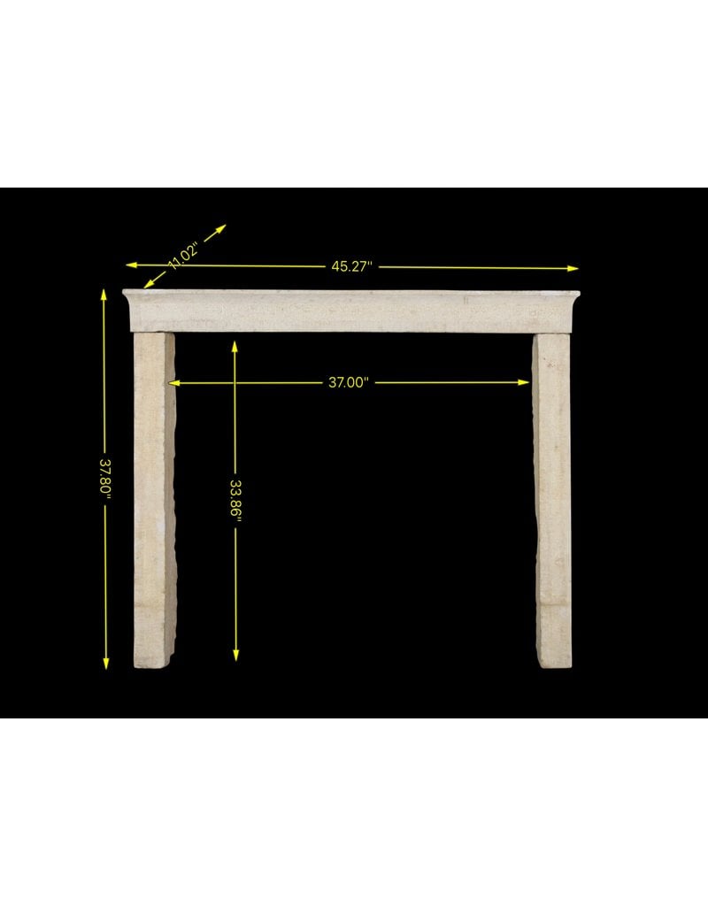 Straight Lined French Rustic Shiny Limestone Fireplace Mantle