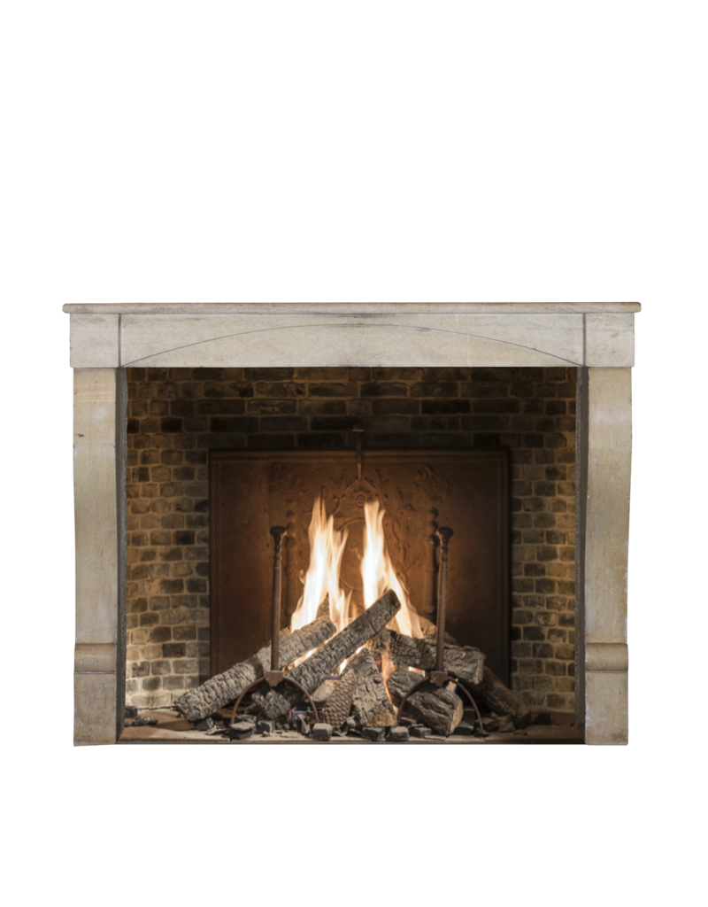 Small European Fireplace Surround In Limestone For Timeless Modern Interior Concept