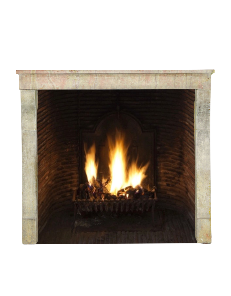 Maison Leon Van den Bogaert Kleine Kaminmaske im Landhausstil aus mehrfarbigem Kalkstein
