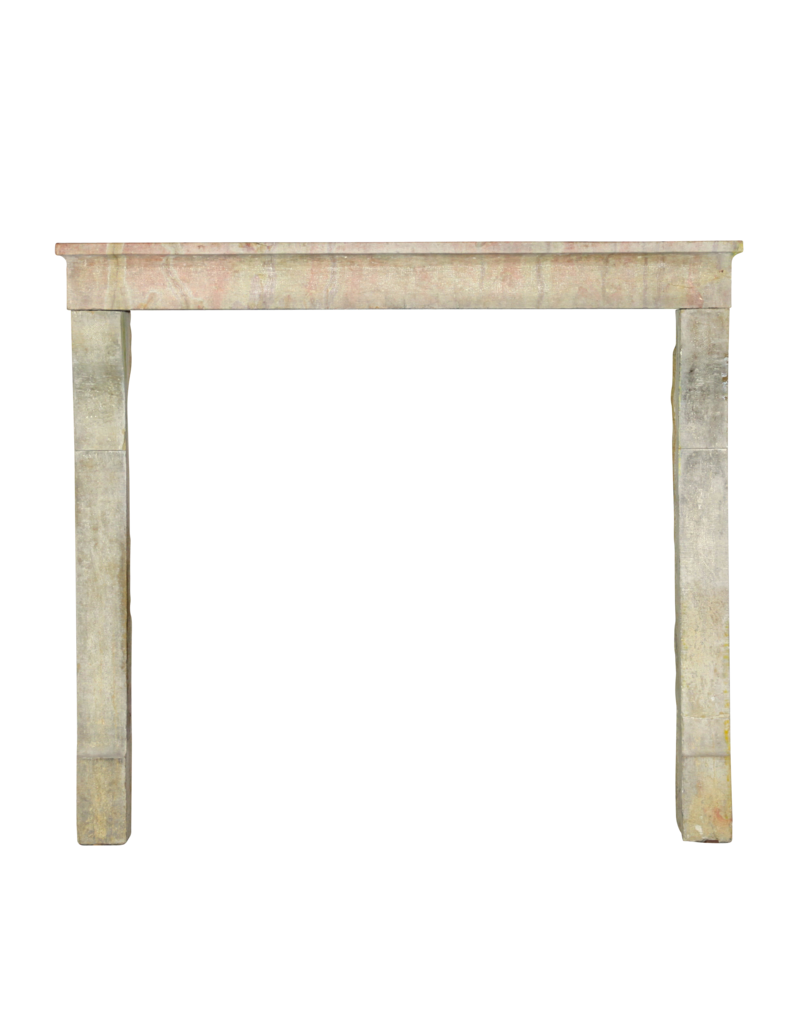 Small French Country Vintage Fireplace Surround In Multi Color Limestone