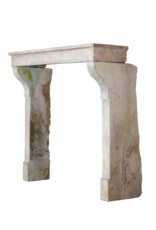 Small French Country Vintage Fireplace Surround In Multi Color Limestone