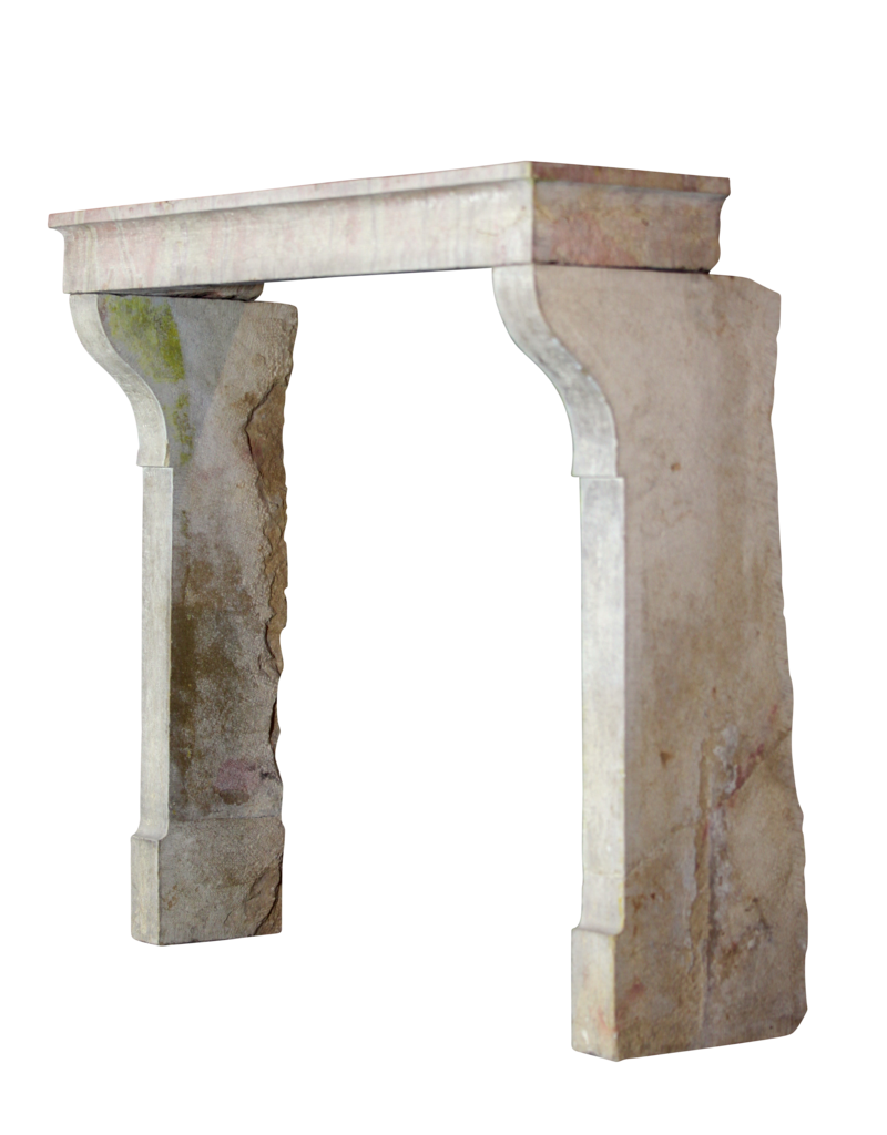 Small French Country Vintage Fireplace Surround In Multi Color Limestone