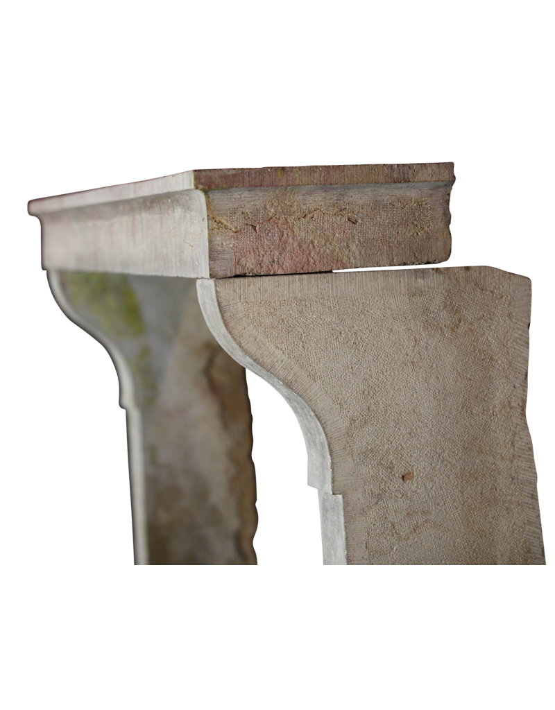 Small French Country Vintage Fireplace Surround In Multi Color Limestone