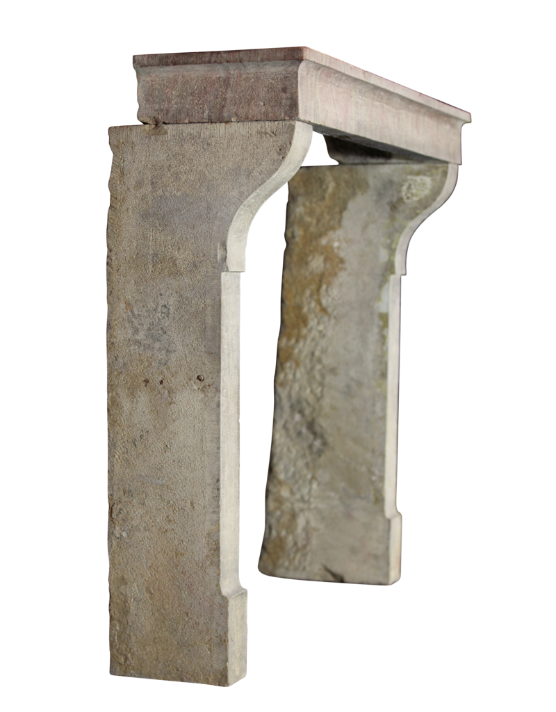 Small French Country Vintage Fireplace Surround In Multi Color Limestone