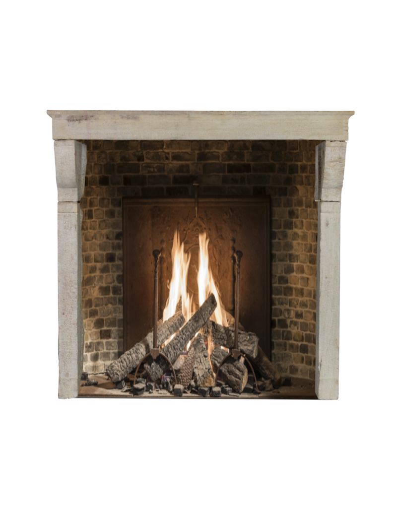 High French Rustic Mantle In Multi Color Limestone