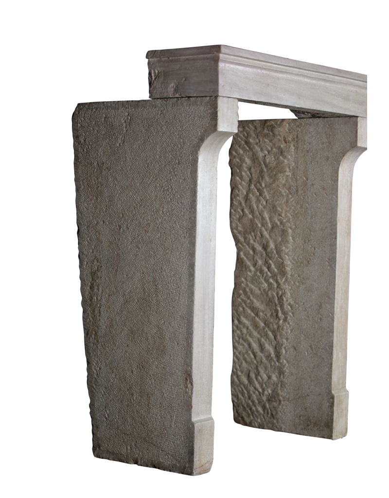 Petite French Timeless Country Limestone Fireplace Surround