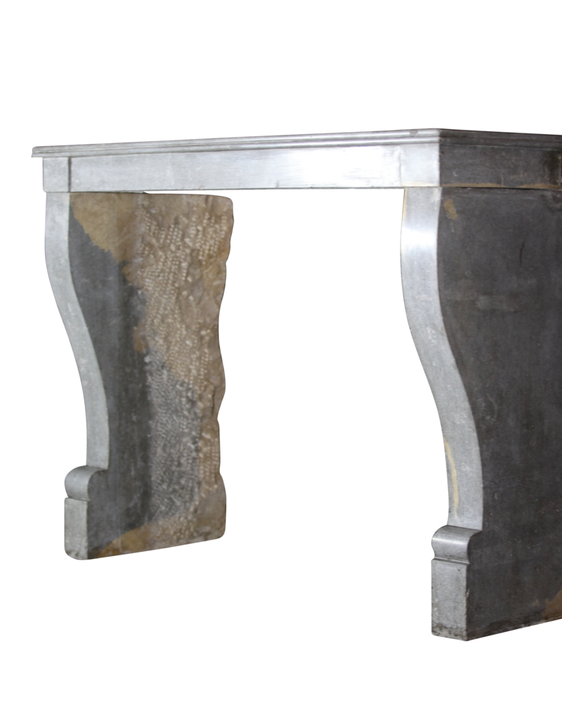 Maison Leon Van den Bogaert French Antique Fireplace Surround In Bicolor Stone