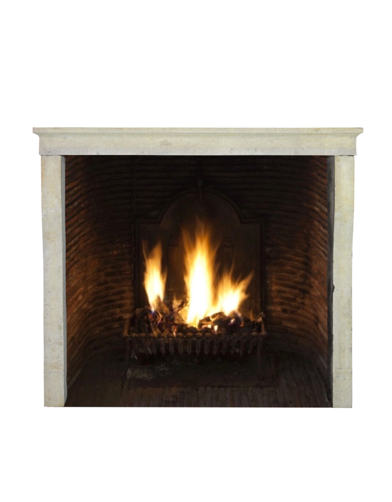 French Honey Color Limestone Rustic Fireplace Mantle