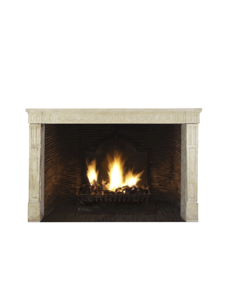 French Limestone Elegant Fireplace Surround