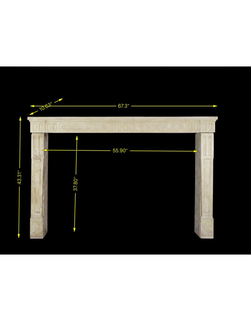 French Limestone Elegant Fireplace Surround