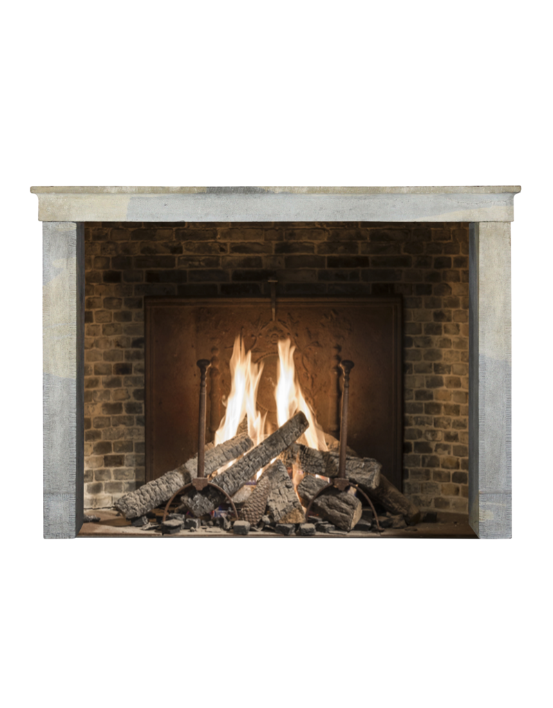 French Bicolor Timeless Rustic Limestone Fireplace Surround