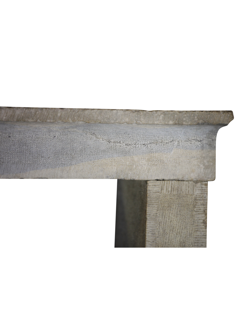 French Bicolor Timeless Rustic Limestone Fireplace Surround