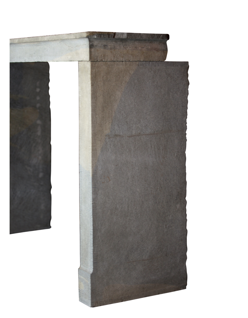 French Bicolor Timeless Rustic Limestone Fireplace Surround