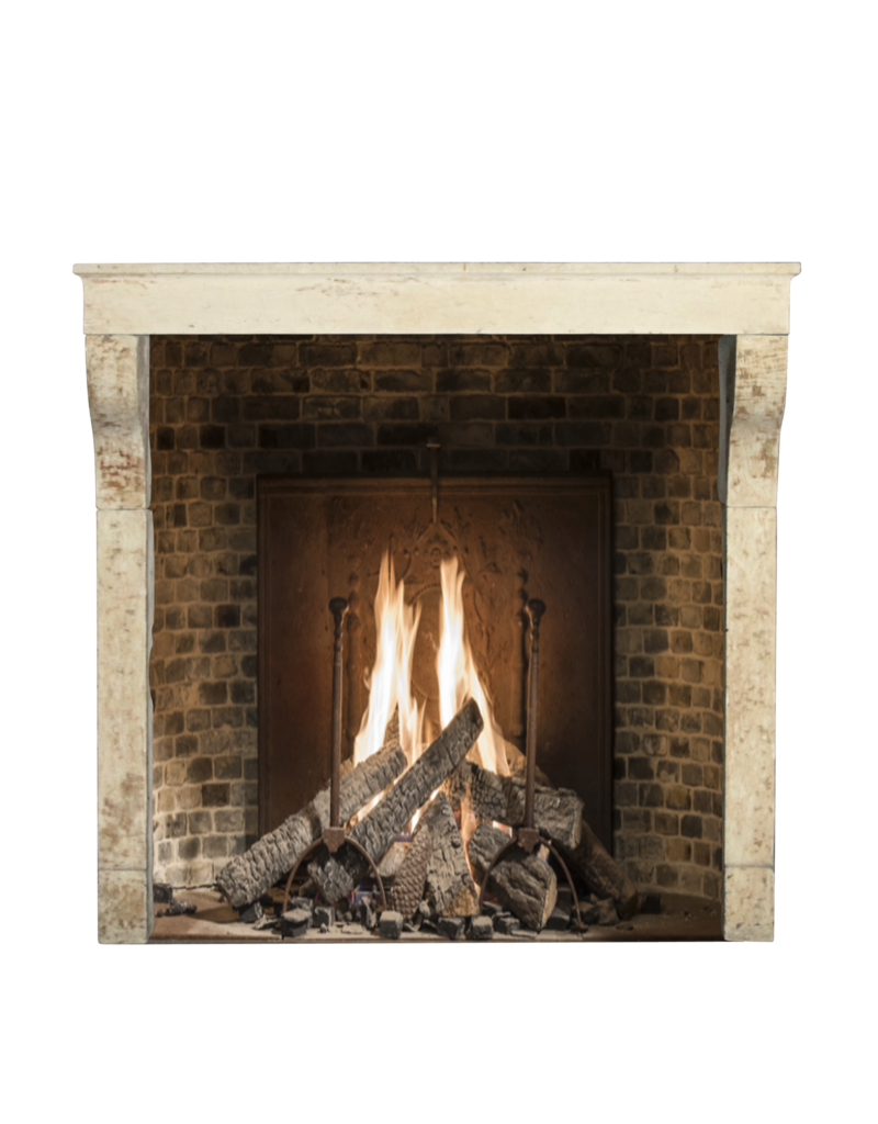 High French Country Mantle In Limestone