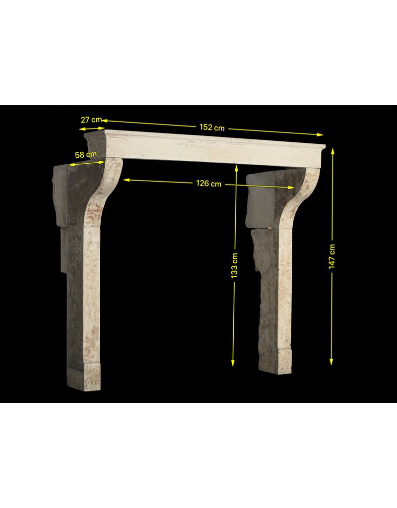 High French Country Mantle In Limestone