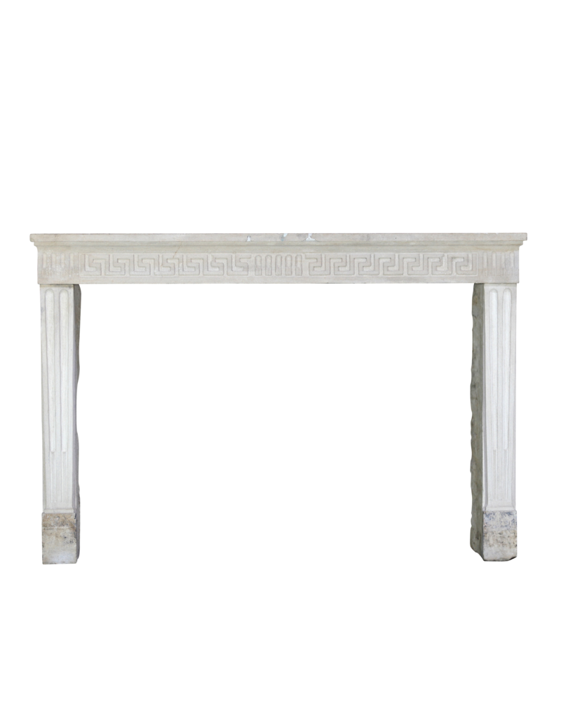 Timeless French Rustic Classic Limestone Fireplace Surround Greek Key