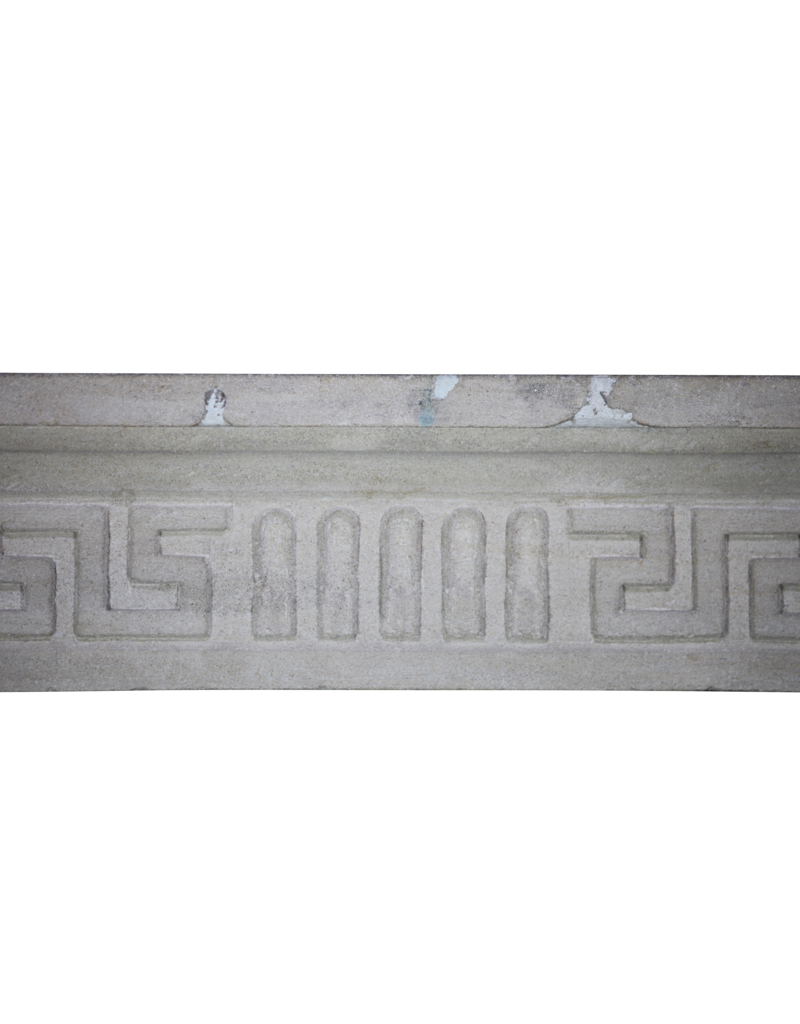 Timeless French Rustic Classic Limestone Fireplace Surround Greek Key