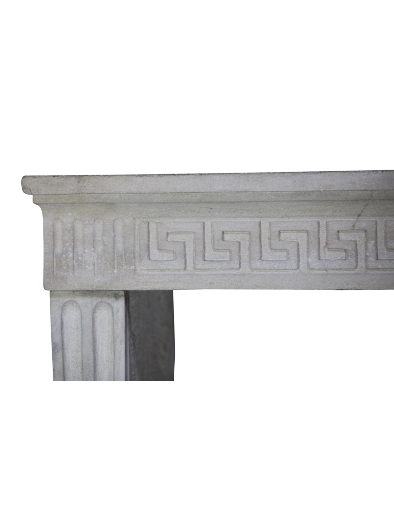 Timeless French Rustic Classic Limestone Fireplace Surround Greek Key
