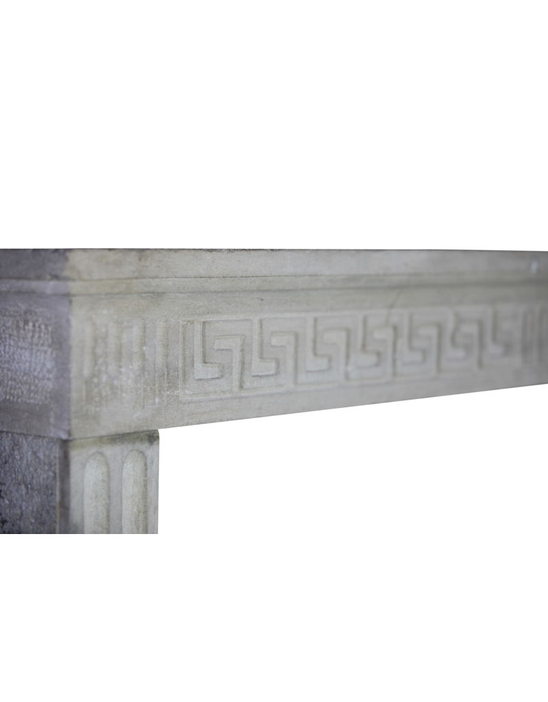 Timeless French Rustic Classic Limestone Fireplace Surround Greek Key