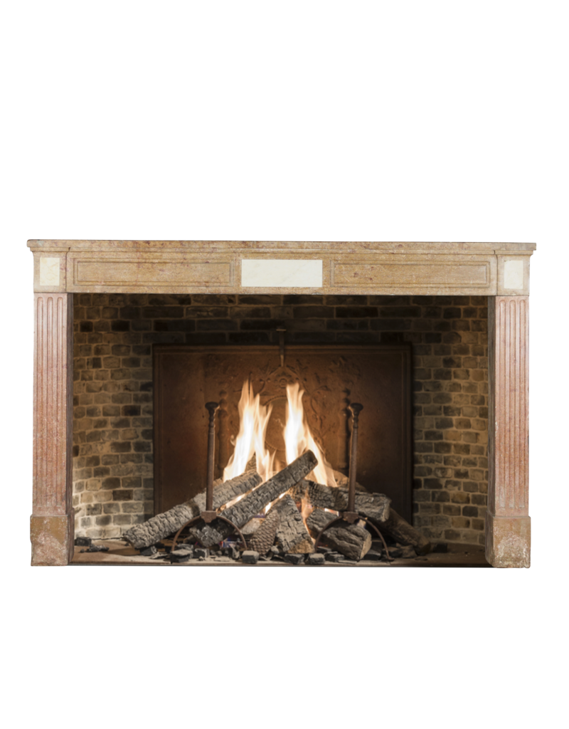 18Th Century Red Stone Vintage Fireplace Surround