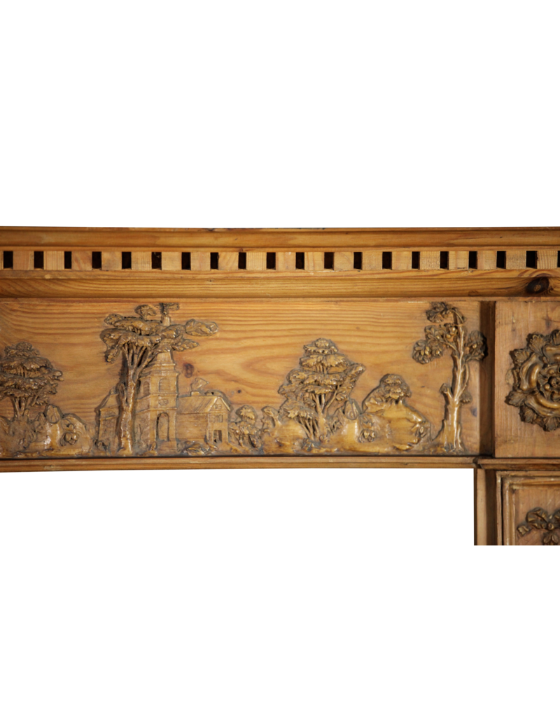 Delicate English Fireplace Mantle In Pine