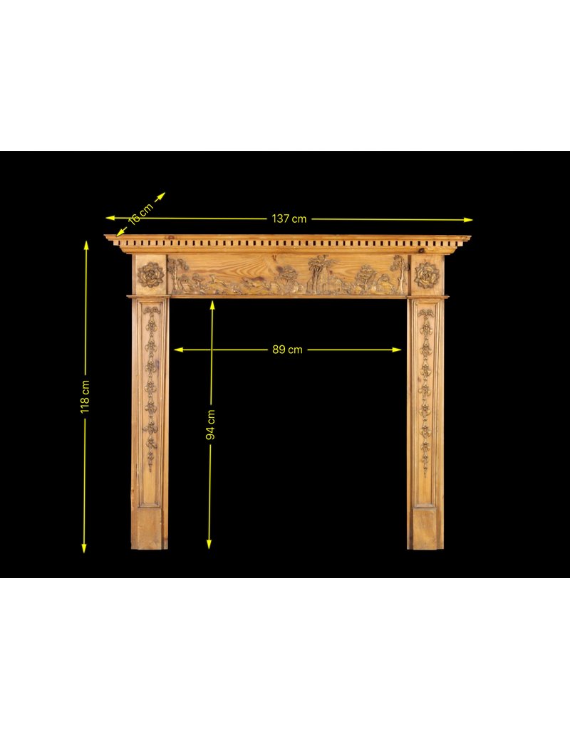 Delicate English Fireplace Mantle In Pine