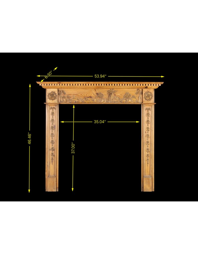 Delicate English Fireplace Mantle In Pine