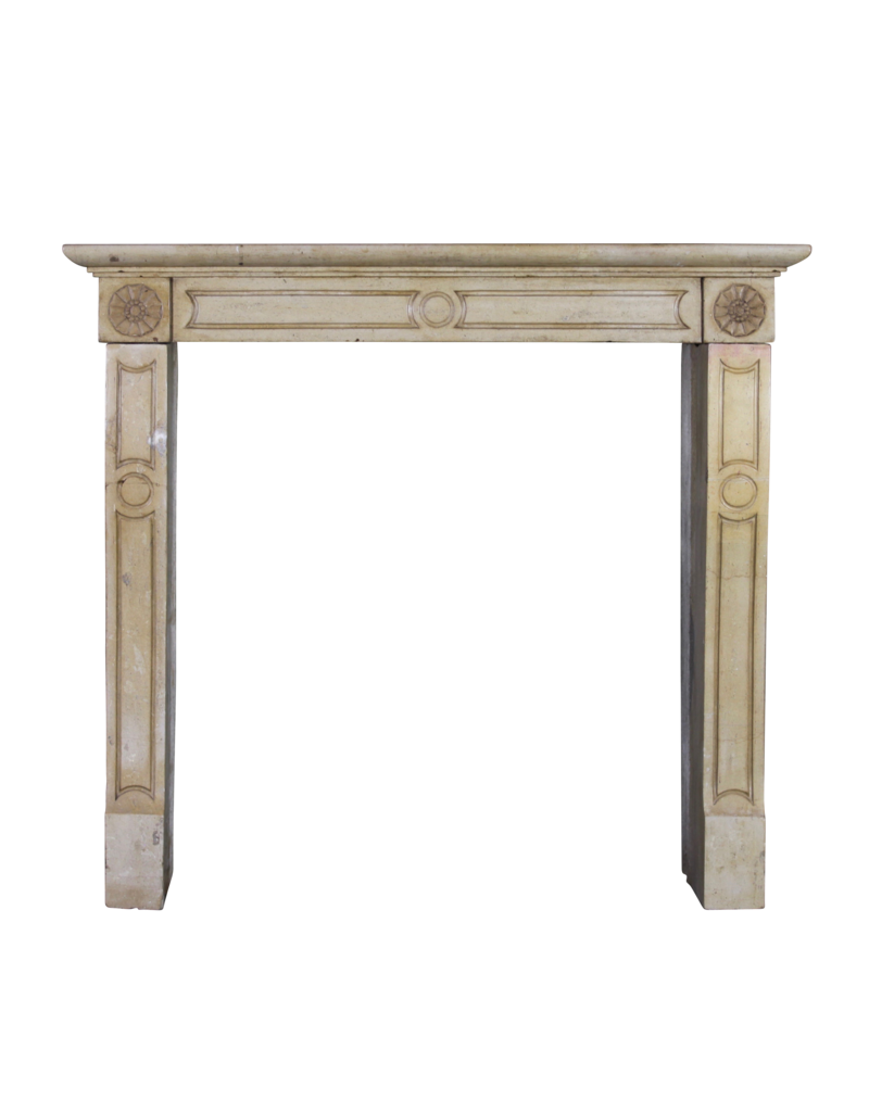 Honey Color French Limestone Vintage Fireplace Surround