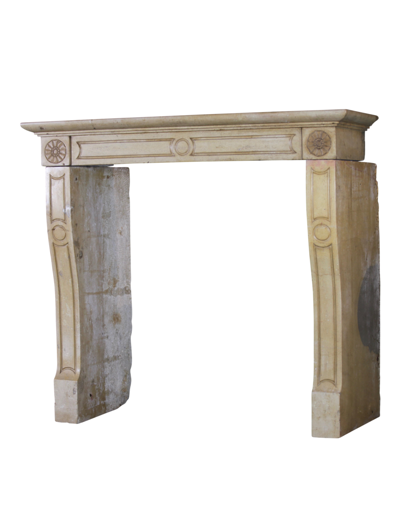 Honey Color French Limestone Vintage Fireplace Surround
