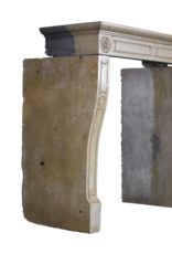 Maison Leon Van den Bogaert Französische Vintage-Kaminmaske aus honigfarbenem Kalkstein
