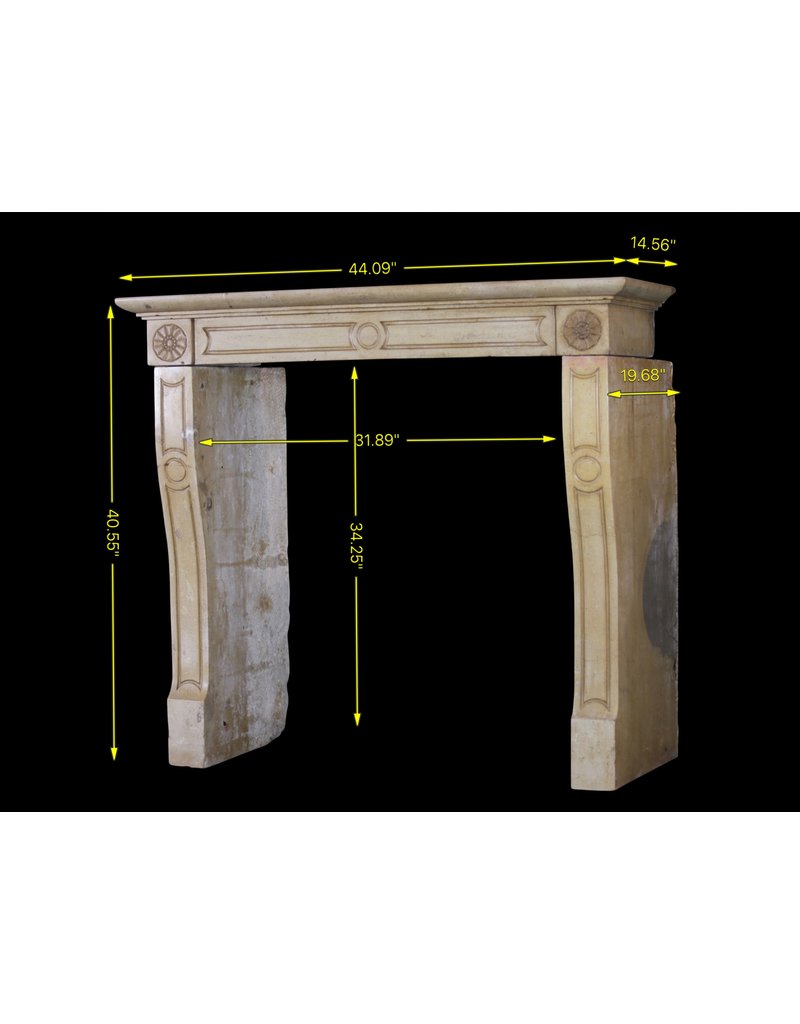 Honey Color French Limestone Vintage Fireplace Surround