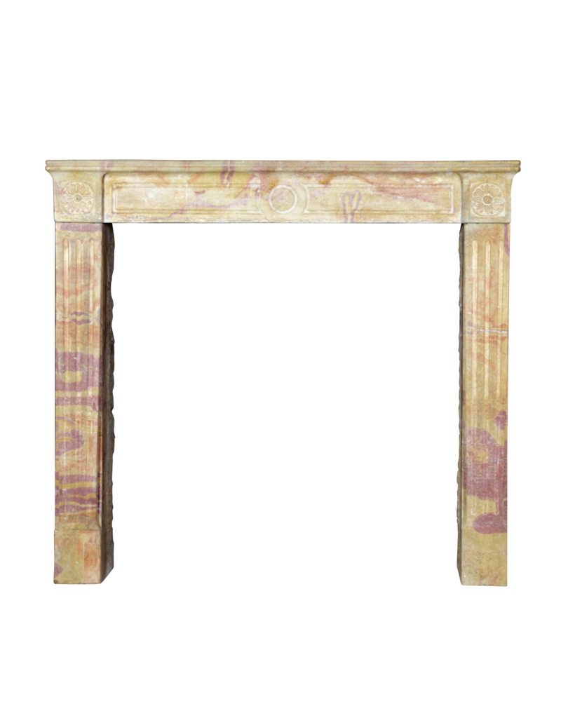 French Original Bicolor Stone Vintage Fireplace Mantle