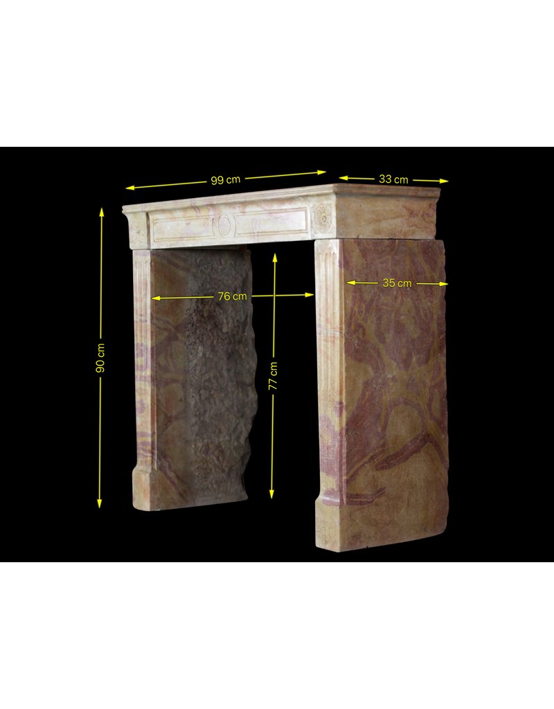 French Original Bicolor Stone Vintage Fireplace Mantle