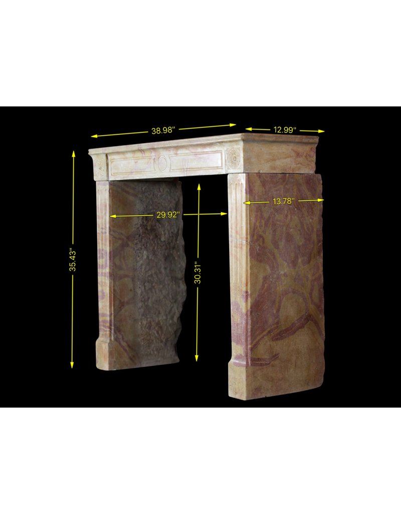 Maison Leon Van den Bogaert Antike originale französische Kaminverkleidung aus zweifarbigem Stein