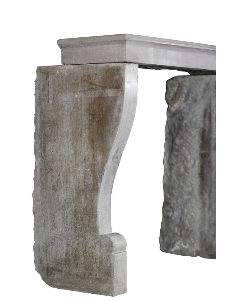 Small French Country Limestone Fireplace Surround