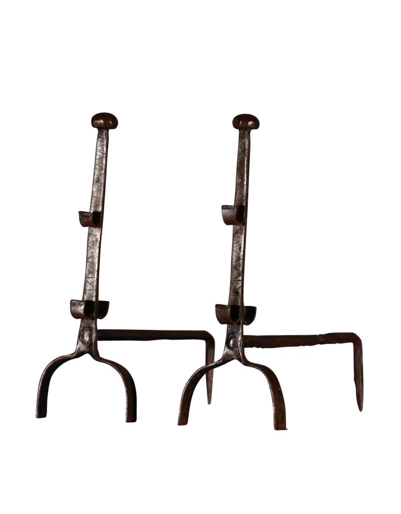 17Th Century Pair Of Antique French Firedogs