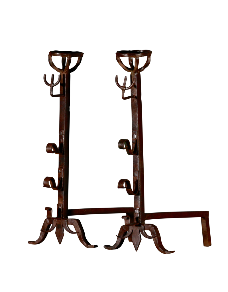 Maison Leon Van den Bogaert 20e-Eeuwse Set Vintage Franse Paar Vuurbokken