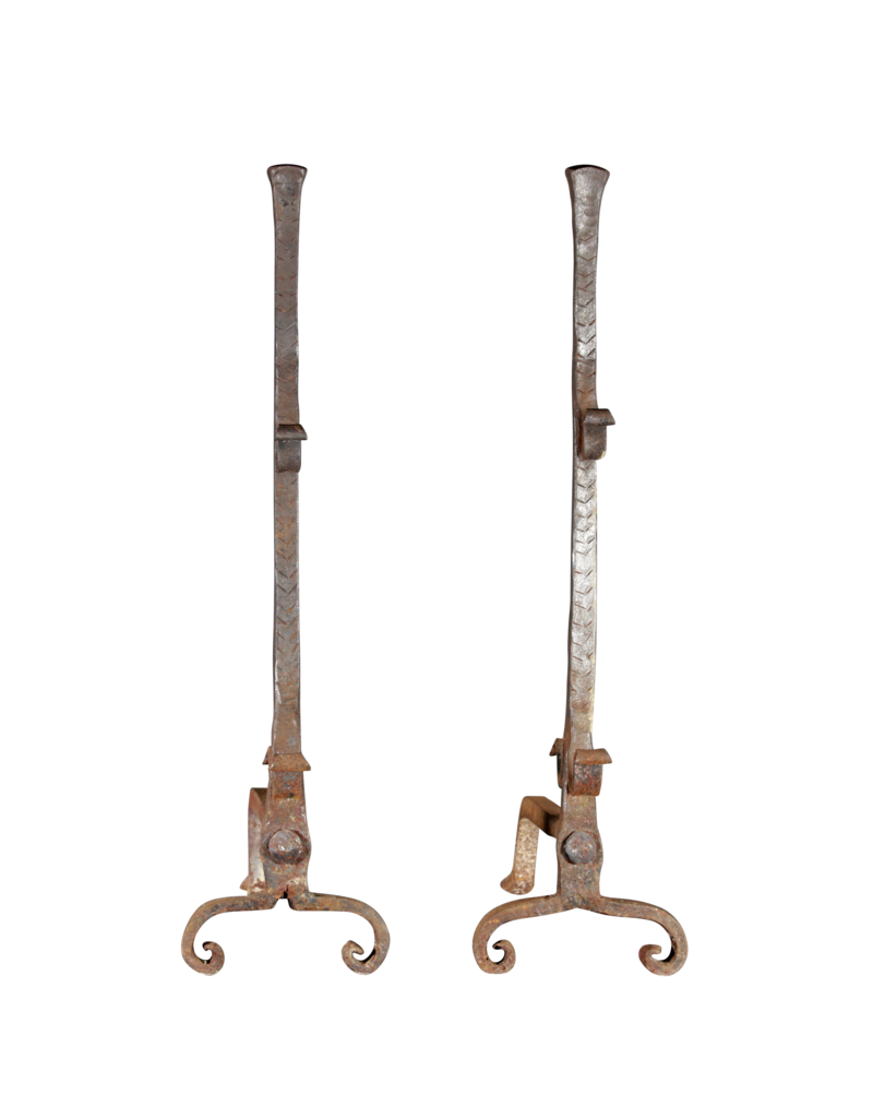 Maison Leon Van den Bogaert Ensemble De Paires De Chenêts Vintage Français Du 20Ème Siècle