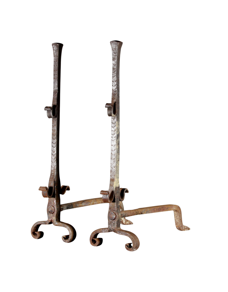 Maison Leon Van den Bogaert 20e-Eeuwse Set Vintage Franse Paar Vuurbokken