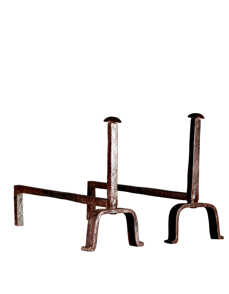 17e-Eeuws Paar Antieke Franse Vuurbokken