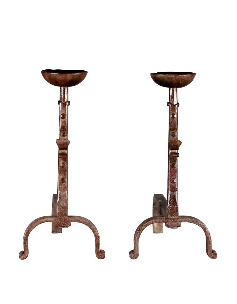 17Th Century Pair Of Antique French Firedogs