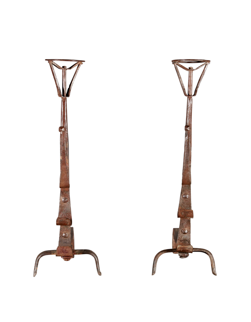 17Th Century Pair Of Antique French Firedogs