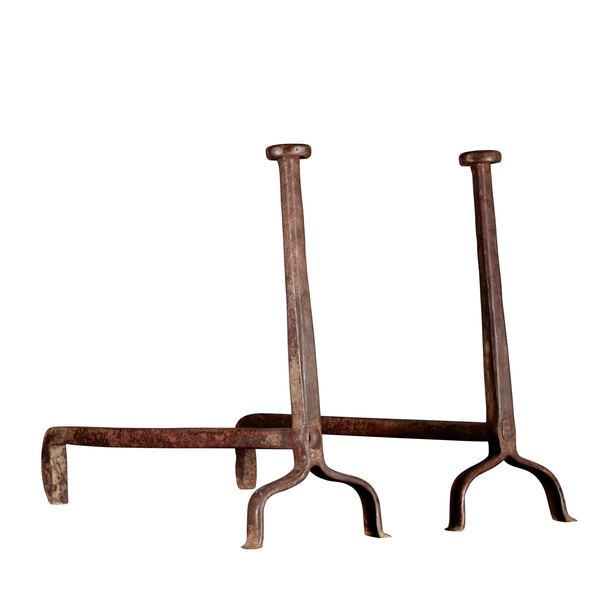Paire de chenets de cheminée en métal hauteur 21 cm