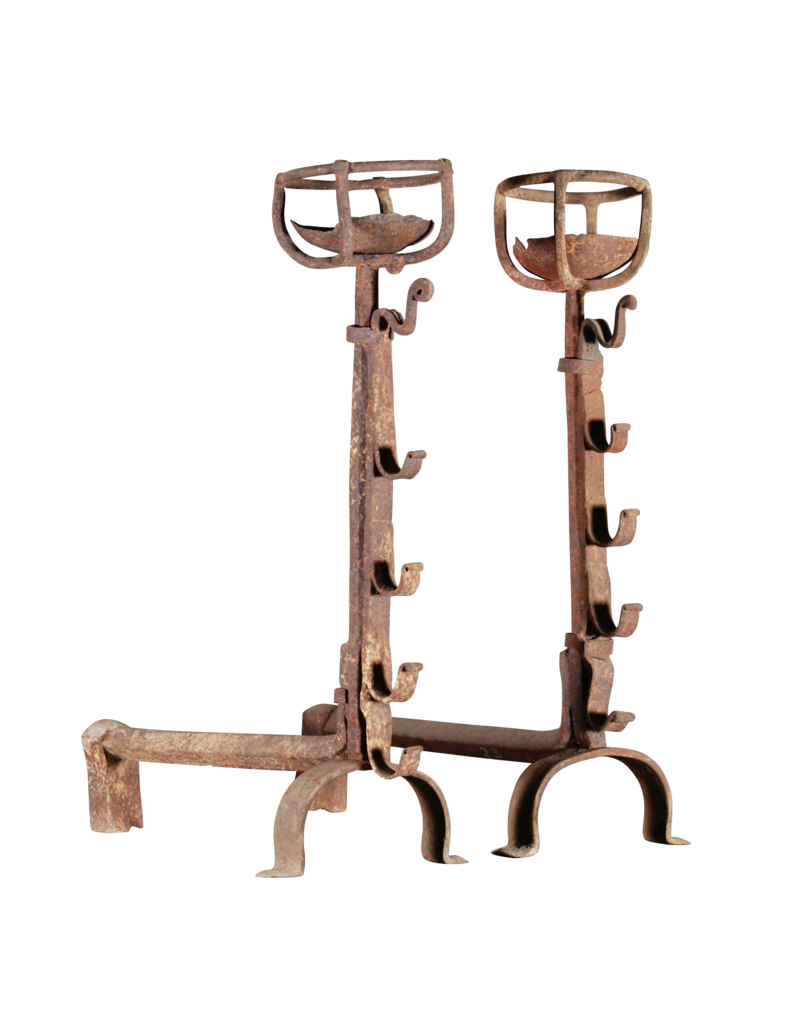 17Th Century Pair Of Antique French Firedogs