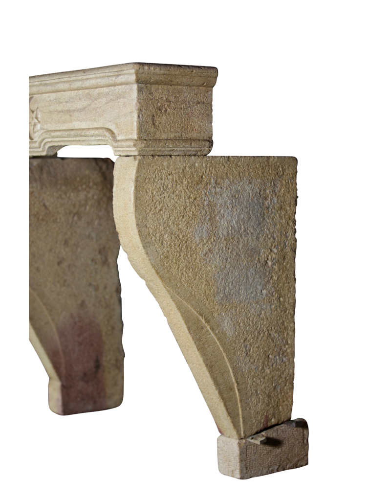 Maison Leon Van den Bogaert Small Country Limestone Fireplace Surround