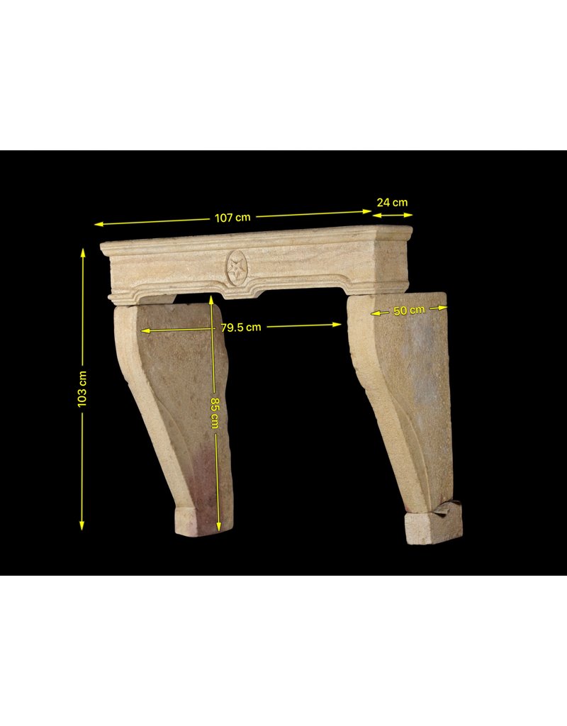 Maison Leon Van den Bogaert Small Country Limestone Fireplace Surround