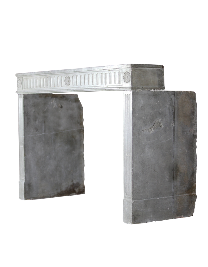 18Th Century Fine French Fireplace In Hard Bleu Stone