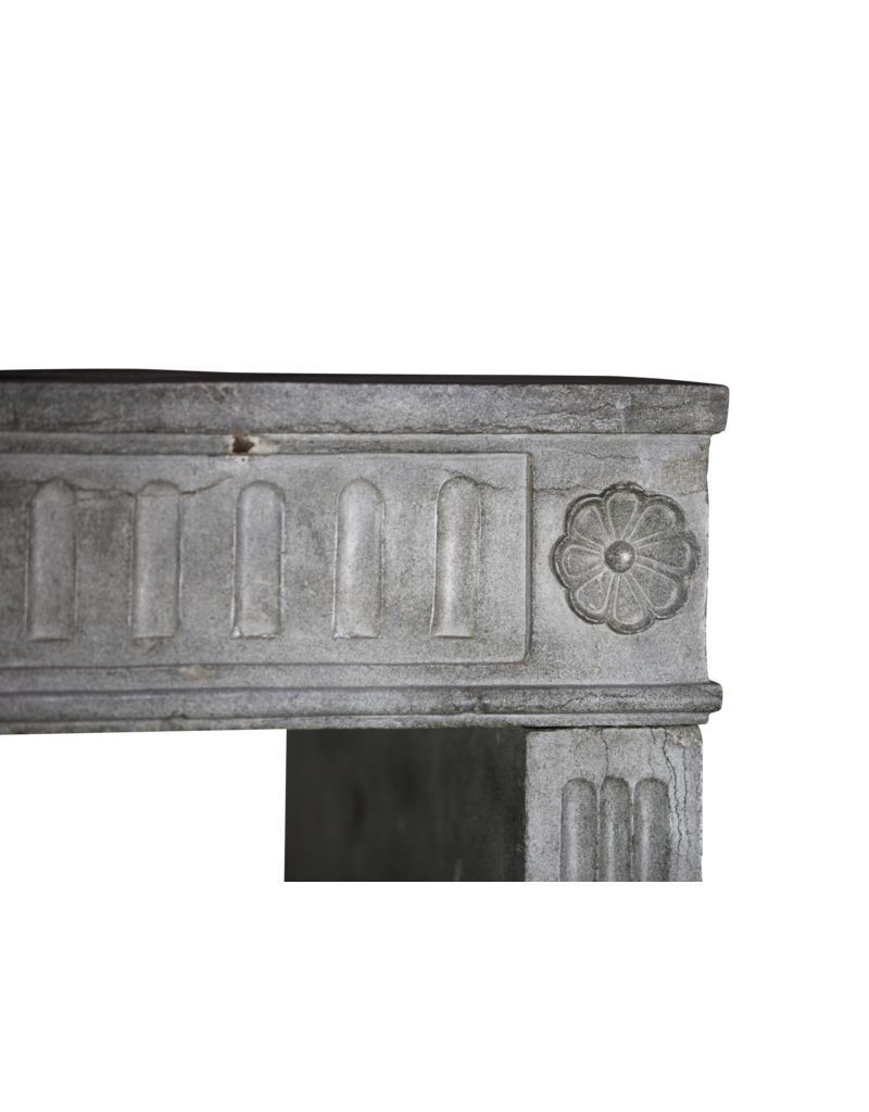 18Th Century Fine French Fireplace In Hard Bleu Stone